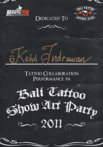 A spiritual tattoo session in a Balinese temple setting, where a tattoo artist of Middle Eastern descent is creating a sacred design on a client's back. Surrounding them are offerings and incense, emphasizing the spiritual aspect of tattooing in Balinese culture.